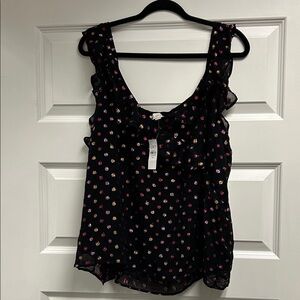 Chic Loft Black Floral Ruffle Blouse